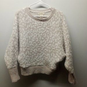 JESSICA SIMPSON Women's M Beige White Animal Print Pullover Cropped Sweater Top